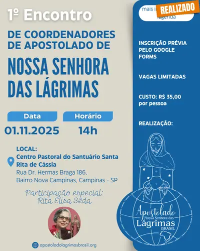 Evento: 1º Encontro de coordenadores de apostolado 2025 (@ApostoladoLagrimasBrasil)