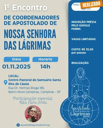 Evento: 1º Encontro de coordenadores de apostolado 2025 (@ApostoladoLagrimasBrasil)